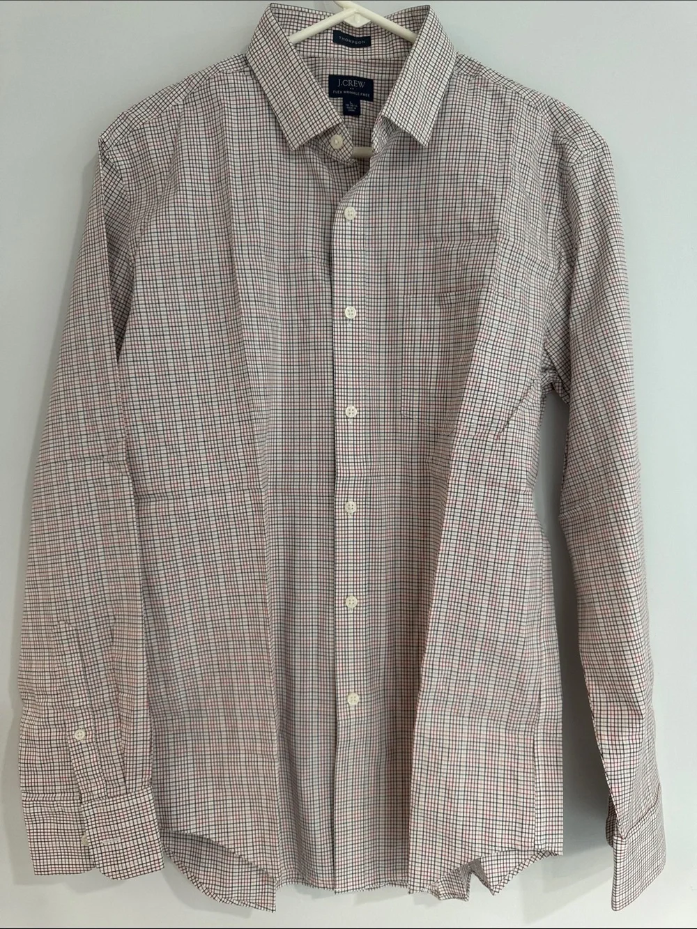 J. Crew Men's Button-Up Checked Dress Shirt in Red and White